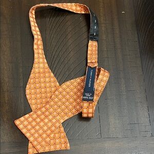 Tommy Hilfiger Orange Geometric Silk Bow Tie